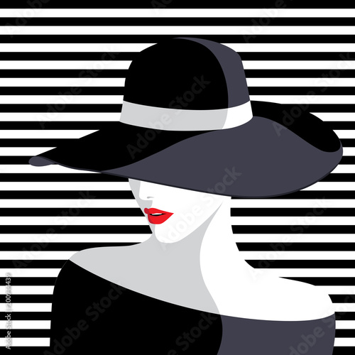 Woman wearing big hat