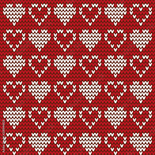 Seamless knitted pattern with hearts. EPS8