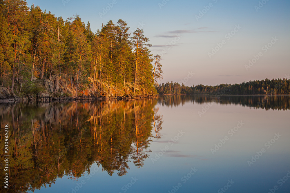 calm summer evening on the northern lake