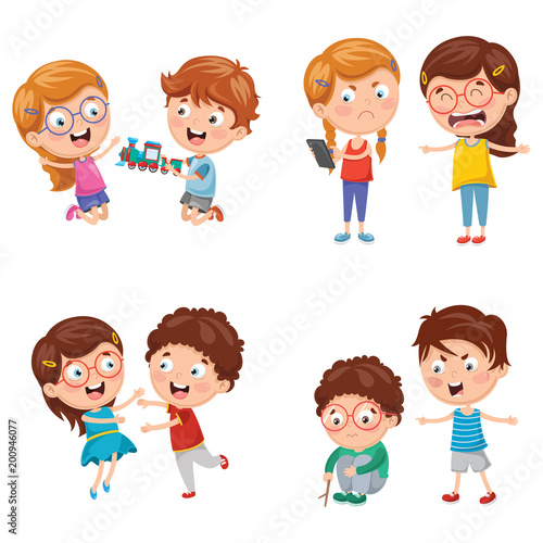 Vector Illustration Of Kids Behaviours
