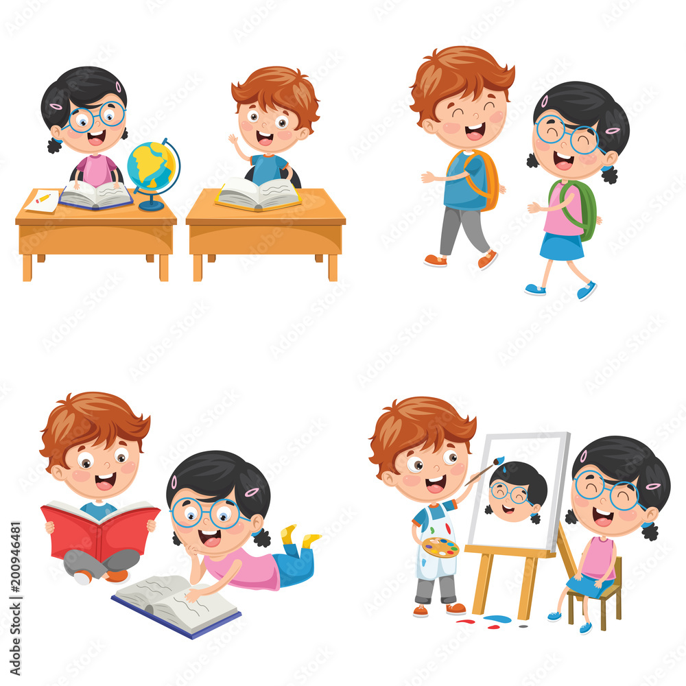 Vector Illustration Of Kids Are Back To School