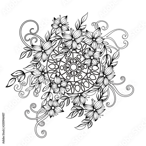 Floral pattern in black and white