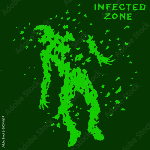 Zombie falls. Infected zone sign. Vector illustration.