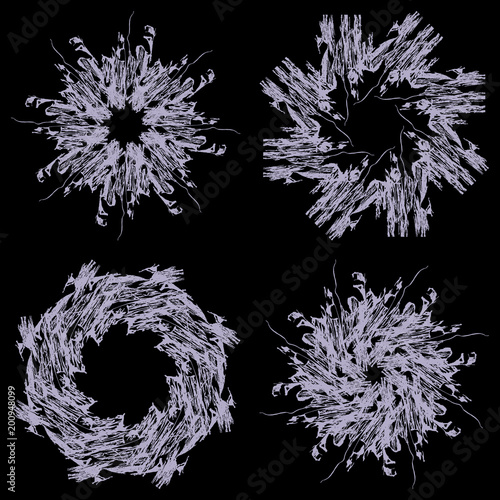 Fototapeta Naklejka Na Ścianę i Meble -  Vector set of watercolors from torn ornaments in gray and blue tone.