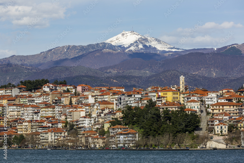 View of Kastoria city and Orestiada lake