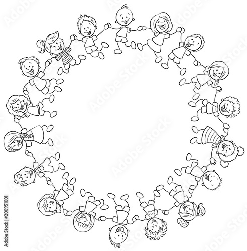 Ein Kreis glücklicher Kinder - Vektor-Illustration