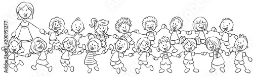 Vektor Illustration einer Lehrerin mit Schulklasse