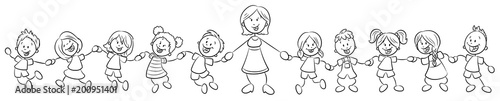 Vektor Illustration einer Lehrerin mit Schulklasse
