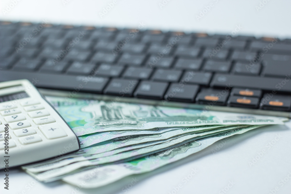 Form with pen, calculator and money Form with pen, calculator and money