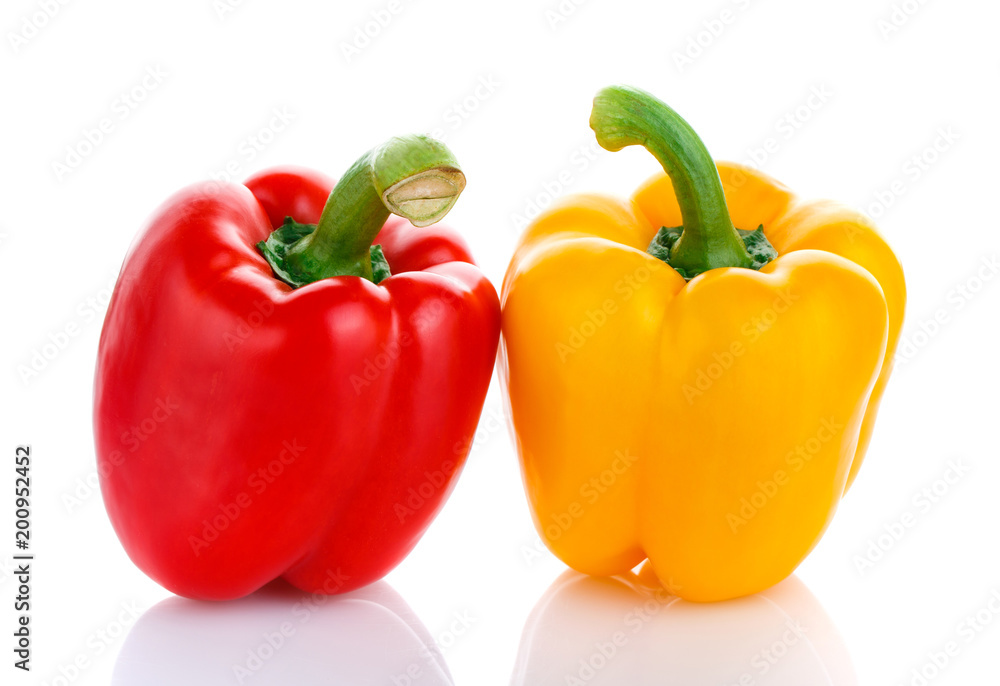 Red and yellow peppers isolated Red and yellow peppers isolated