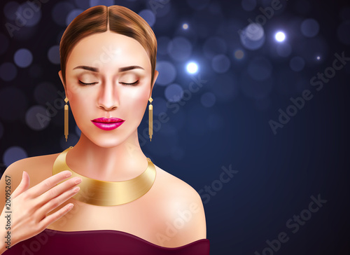 Woman And Jewelry Illustration