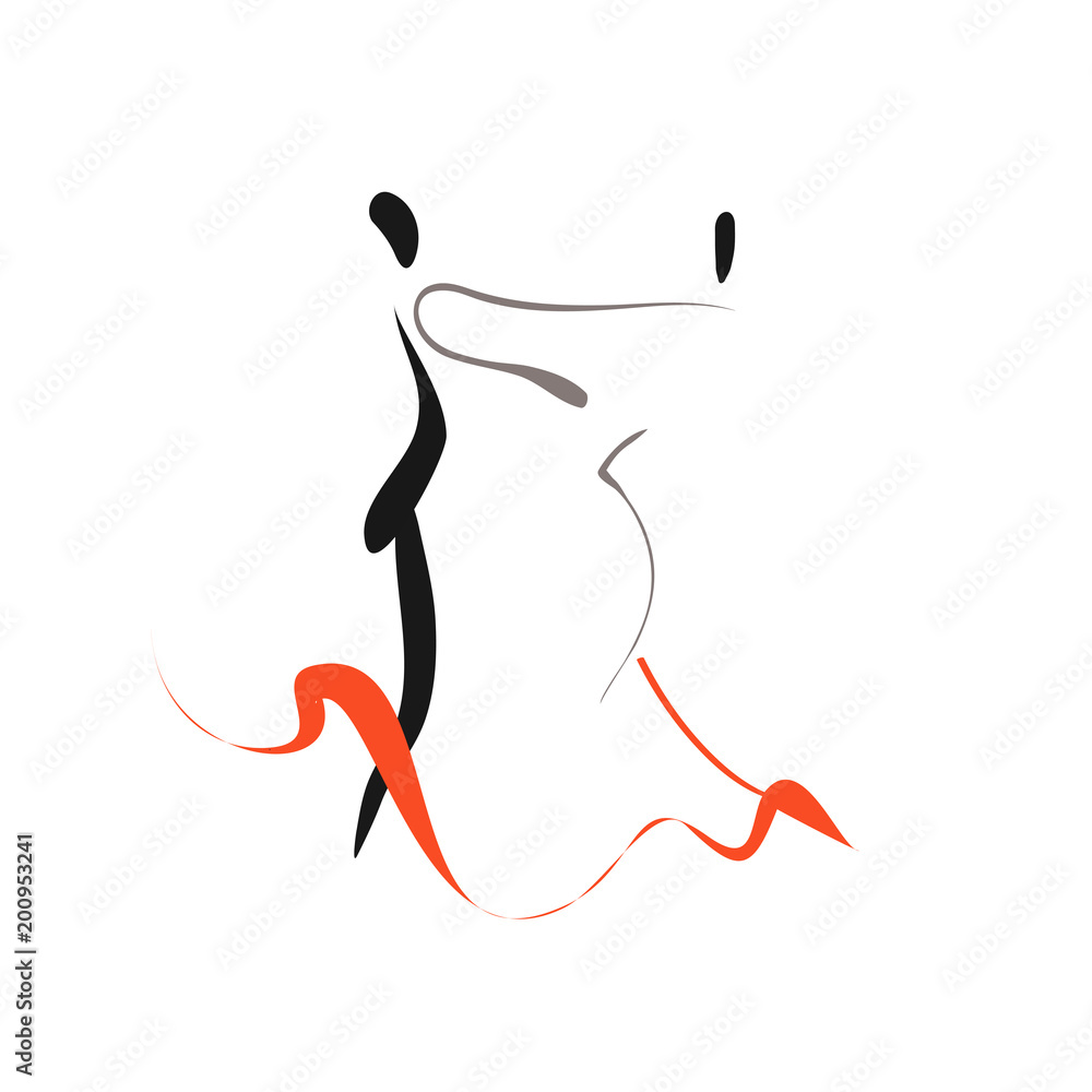 Fototapeta premium Logo of dancing couple.