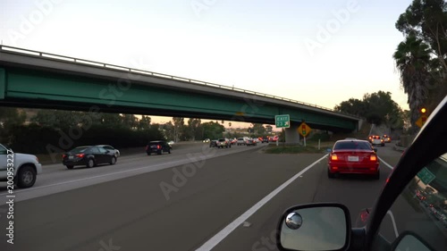  Professional video of cars driving in traffic jam on 5 highway in California in slow motion 180fps