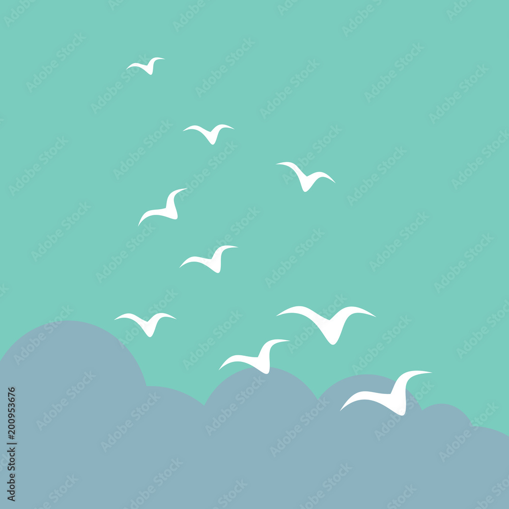 Fototapeta premium Freedom. Flying birds in the sky.