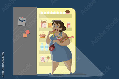 Woman eating at night.