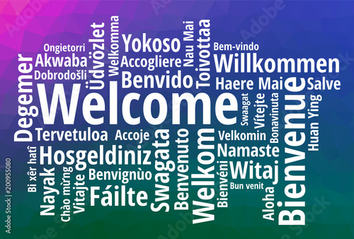 WELCOME word cloud in different languages, concept background