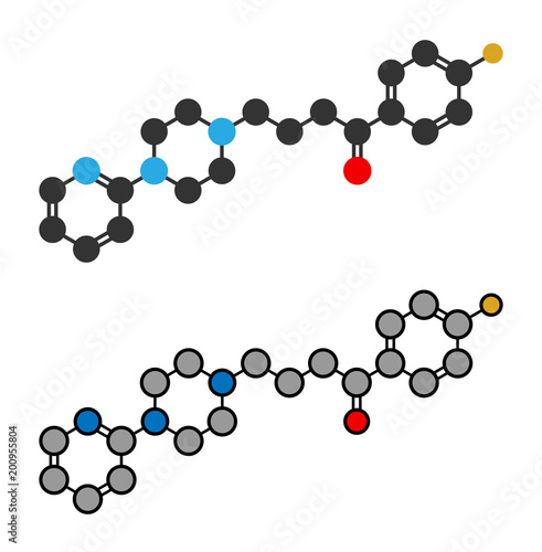 Azaperone antipsychotic drug molecule.
