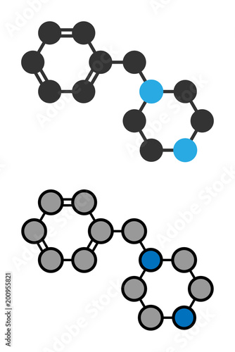 Benzylpiperazine (BZP) recreational drug molecule.