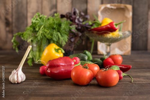 Fresh healthy organic vegetables. Food background © chernikovatv