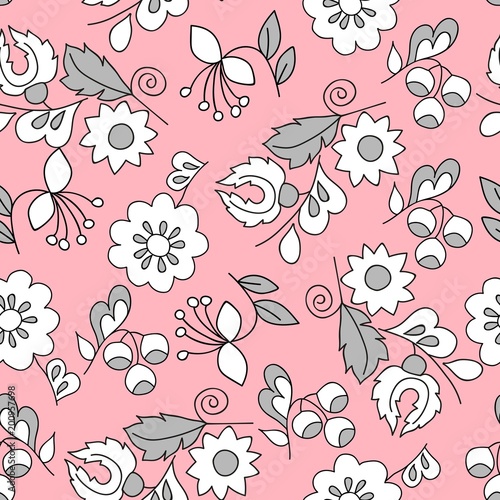 Seamless background of  cute flowers. Template for fabric, packing paper, scrapbooking. 
