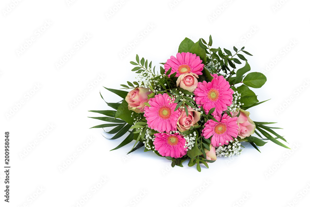 Obraz premium Blumenstrauß auf weißem Hintergrund