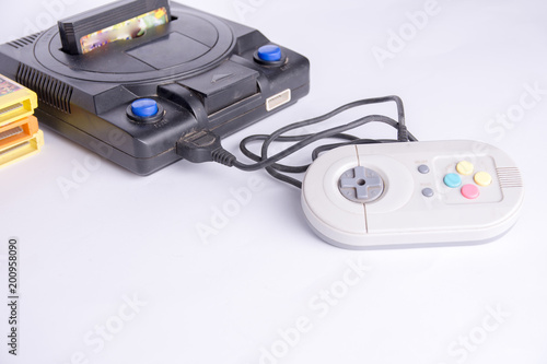 Very old console on a white background