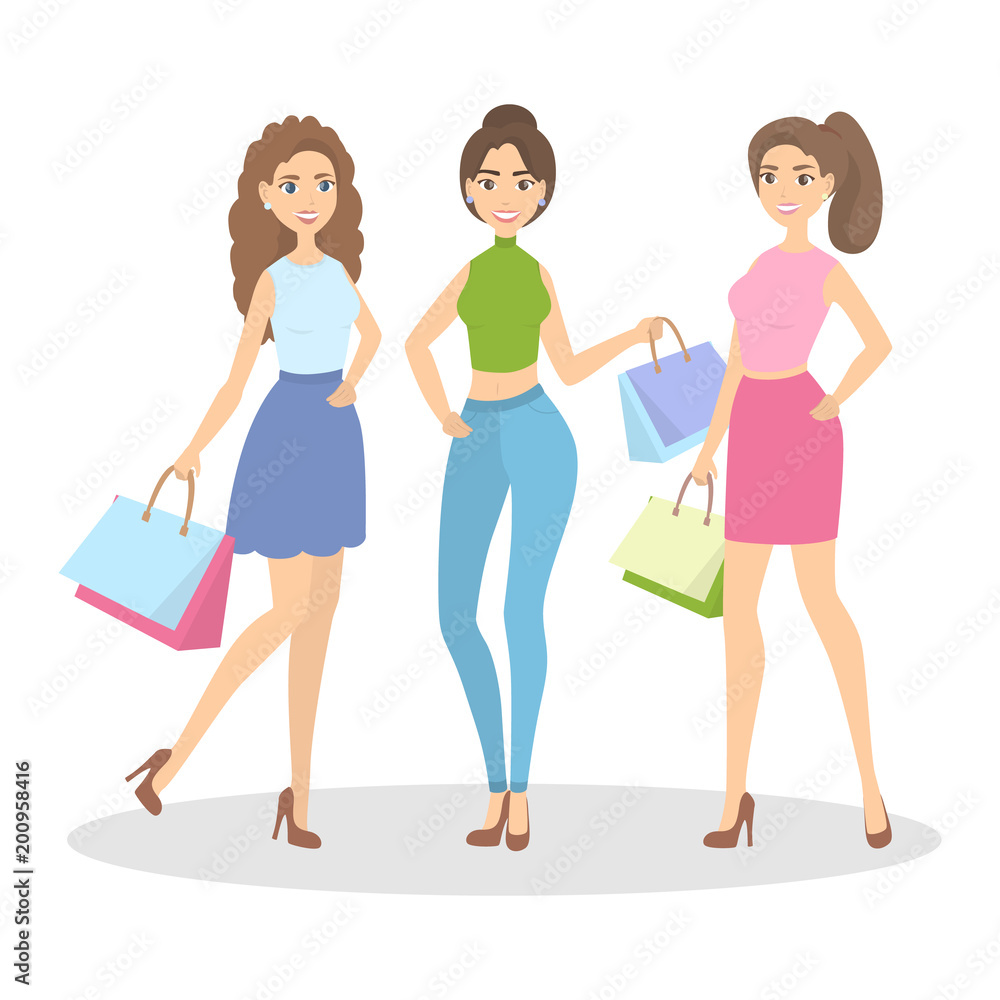Isolated women shopping.