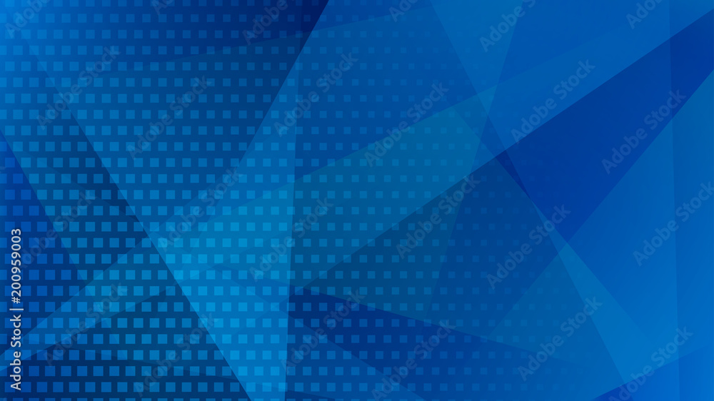 Fototapeta premium Abstract background of lines, polygons and halftone dots in blue colors