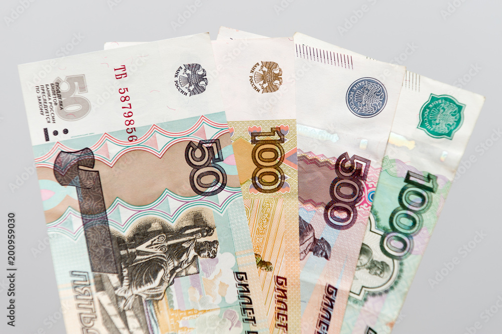 rosyjska waluta rubel banknoty - obrazy, fototapety, plakaty 