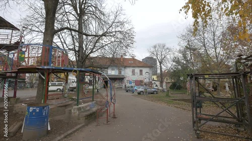 Park and buildings in Metelkova Mesto photo