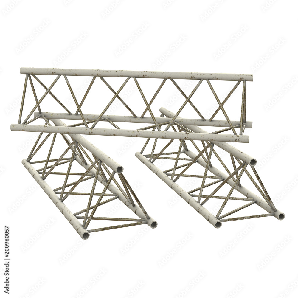Metal truss girder element. 3d render isolated on white Metal truss girder element. 3d render isolated on white