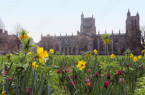 Spring Flowers Overlooking Bristol Cathedral, UK