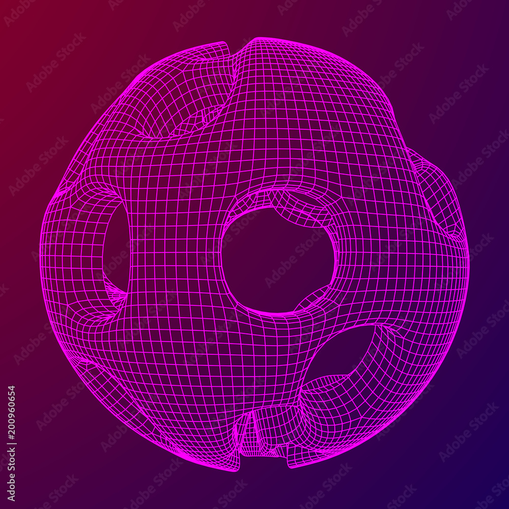 Abstract vector wireframe sphere globe with holes looks like small planet or asteroid. Vector low poly mesh illustration Abstract vector wireframe sphere globe with holes looks like small planet or asteroid. Vector low poly mesh illustration