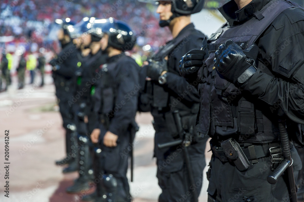 Special police unit at the stadium event secure a safe match Special police unit at the stadium event secure a safe match