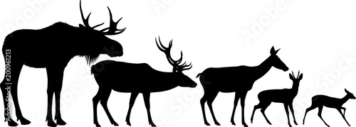 vector set of moose and deer silhouettes