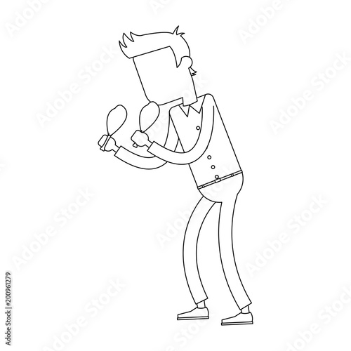 Man eating chicken thighs vector illustration graphic design