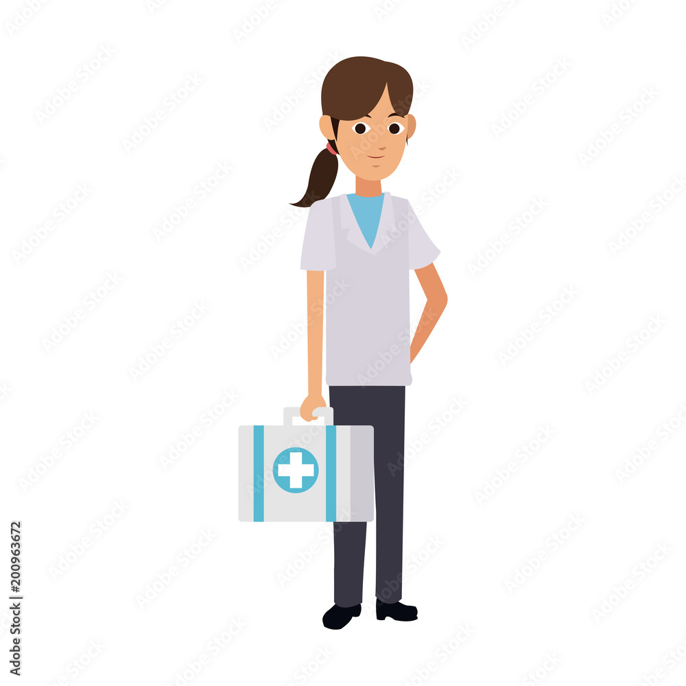 Nurse with first aids suitcase cartoon vector illustration graphic design Nurse with first aids suitcase cartoon vector illustration graphic design