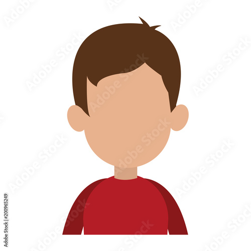 Boy faceless profile cartoon vector illustration graphic design