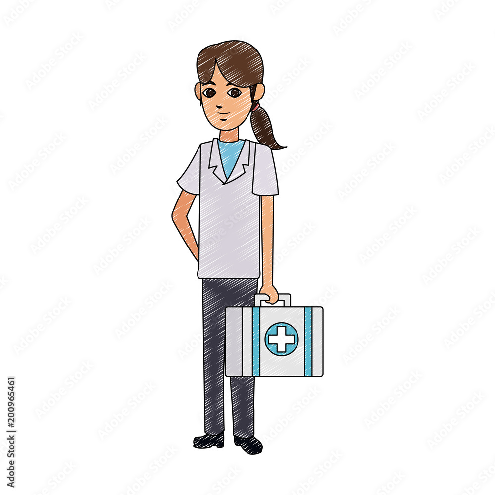 Nurse with first aids suitcase cartoon vector illustration graphic design Nurse with first aids suitcase cartoon vector illustration graphic design