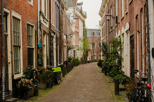 Fototapeta Naklejka Na Ścianę i Meble -  Old Houses Streets Haarlem City Colored Holland Stone Bricks