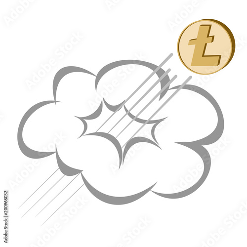  litecoin coin rises through the cloud 