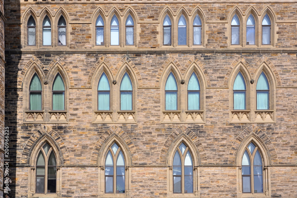Windows of Canada Parliament Building, Ottawa, Canada.