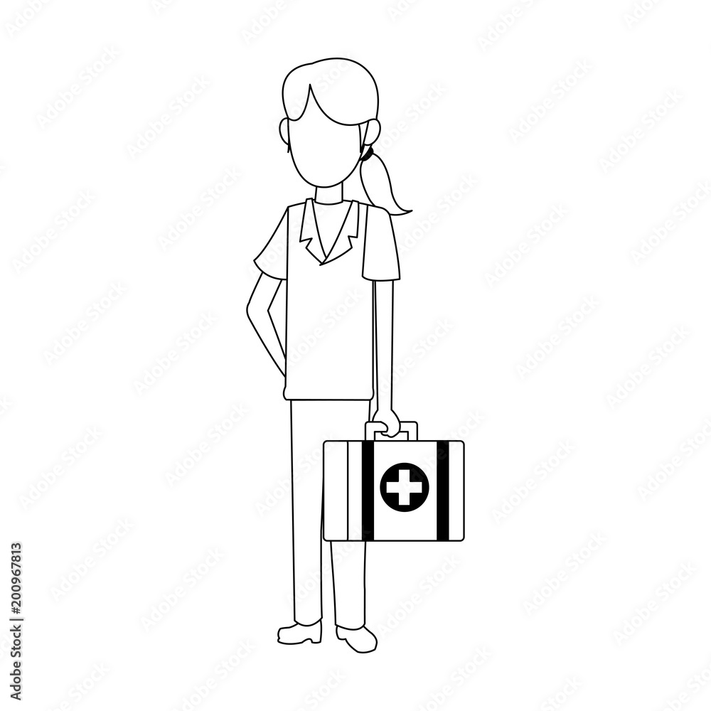Nurse with first aids suitcase cartoon vector illustration graphic design Nurse with first aids suitcase cartoon vector illustration graphic design