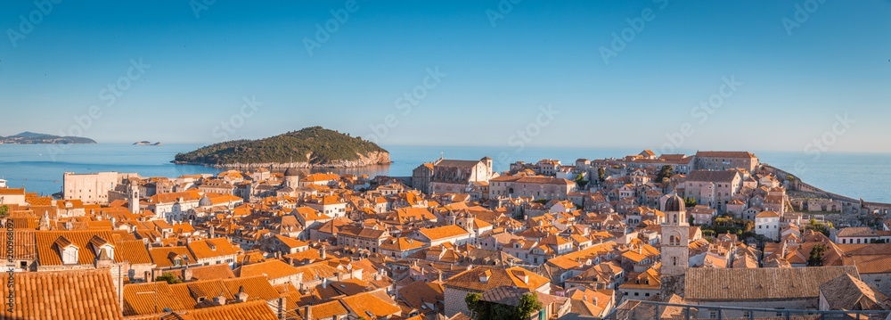 Obraz premium Dubrovnik panorama at sunset, Dalmatia, Croatia
