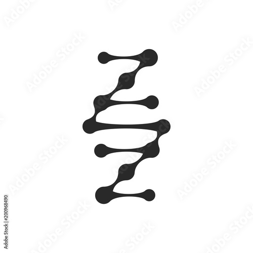 DNA vector logo. Gene isolated dark logotype on white background. Molecular laboratory sign