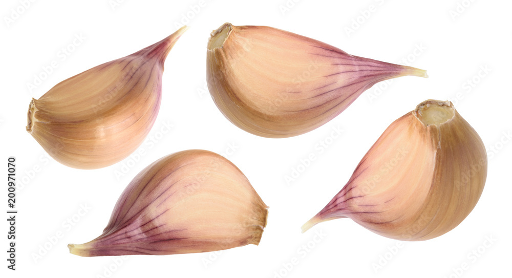 Garlic cloves isolated on white background. set Garlic cloves isolated on white background. set