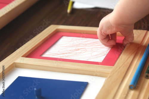 toddler removing square montessori inset