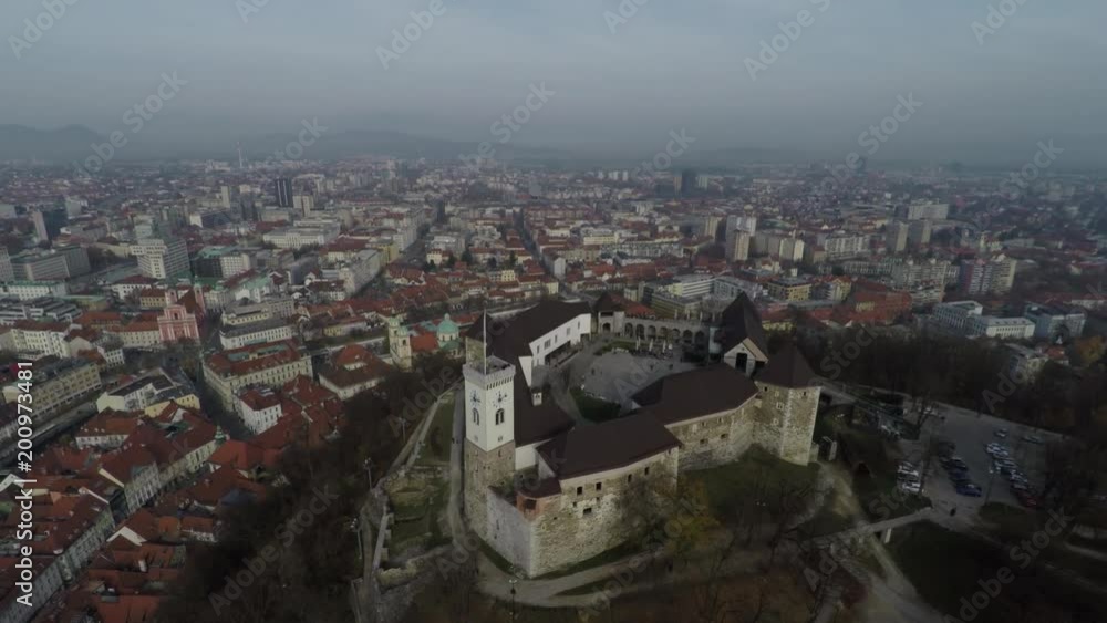 Aerial view of the castle in Ljubljana Aerial view of the castle in Ljubljana