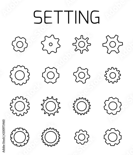 Setting related vector icon set.