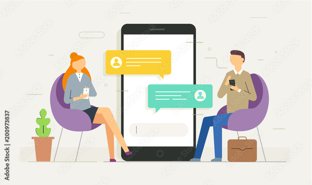 Chat messages notification on smartphone Chat messages notification on smartphone